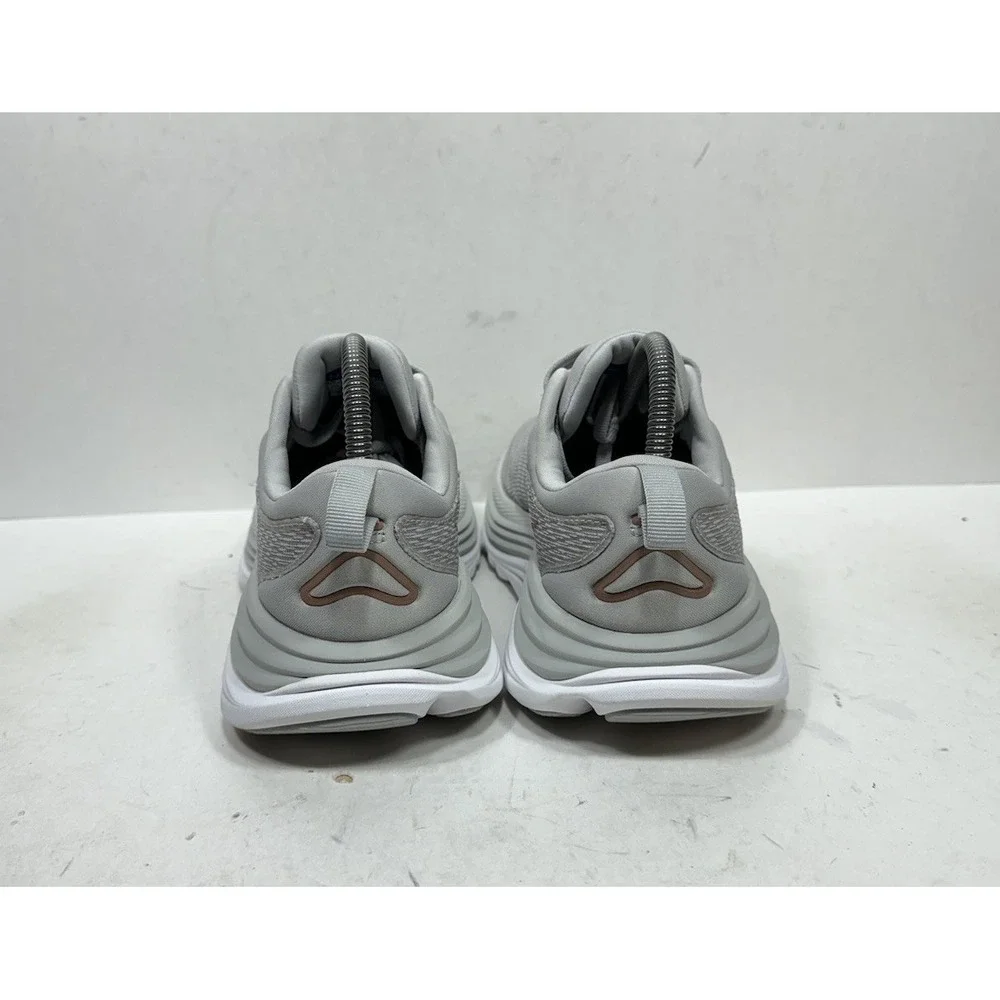 Hoka One One Women's Light Gray with Rose Gold Logo Running Shoes